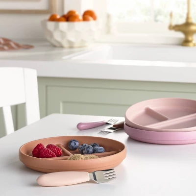 Plastic Plates - 3pk - Rust/Pink - Cloud Island™ 3 Plastic Plates - 3pk - Rust/Pink - Cloud Island™