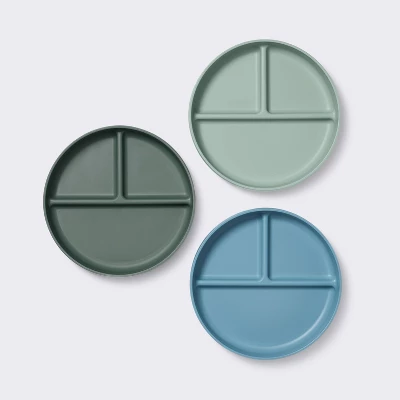 Divided Plate - 3pk Blue/Green - Cloud Island™ 4 Divided Plate - 3pk Blue/Green - Cloud Island™ - Image 2