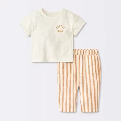 Baby Boys' 2pc Cuddle Bear T-Shirt And Striped Gauze Pant Set - Cloud Island™ Cream 9 Baby Boys' 2pc Cuddle Bear T-Shirt And Striped Gauze Pant Set - Cloud Island™ Cream -Cloud Island Shop GUEST d721bf35 f272 403f 9861 6874d1adc3e0