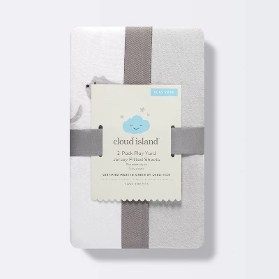 Fitted Play Yard Jersey Sheet 2pk - Cloud Island™ Two By Two Animals And Solid Gray 5 Fitted Play Yard Jersey Sheet 2pk - Cloud Island™ Two By Two Animals And Solid Gray - Image 3