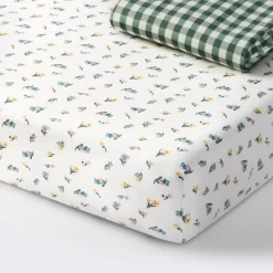 Fitted Jersey Crib Sheet -Floral Gingham Green - 2pk - Cloud Island™ -Cloud Island Shop GUEST e18774a3 4c63 4dcb bea0 3cff5c2e686d
