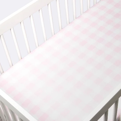 Polyester Rayon Jersey Fitted Crib Sheet - Cloud Island™ Pink Gingham 4 Polyester Rayon Jersey Fitted Crib Sheet - Cloud Island™ Pink Gingham - Image 2