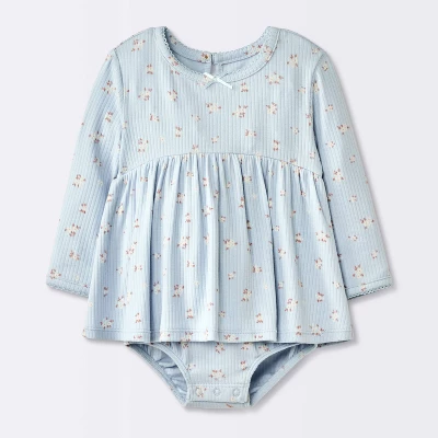 Baby Girls' Floral Skirted Bodysuit - Cloud Island™ Blue 6 Baby Girls' Floral Skirted Bodysuit - Cloud Island™ Blue - Image 4