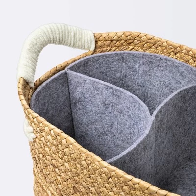 Braided Water Hyacinth With Tufted Embroidery Diaper Caddy Basket - Cloud Island™ 4 Braided Water Hyacinth With Tufted Embroidery Diaper Caddy Basket - Cloud Island™ - Image 2