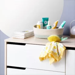 Oval Coiled Rope Bin With Color Band - Cloud Island™