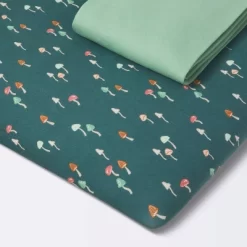 Fitted Jersey Play Yard Crib Sheet - Mushroom/Solid Green - 2pk - Cloud Island™ -Cloud Island Shop GUEST f927e3bc 6cee 44cc ab82 f883a9fef15e