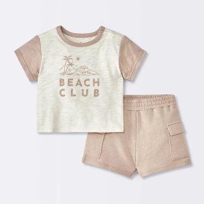 Baby Boys' Beach Club Cargo Top & Shorts Set - Cloud Island™ Cream 6 Baby Boys' Beach Club Cargo Top & Shorts Set - Cloud Island™ Cream - Image 4